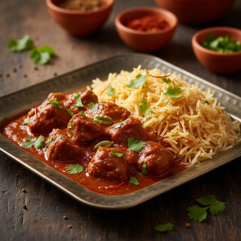 Lamb Rogan Josh with Rice